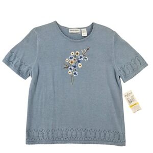 Alfred Dunner Vintage NEW MEDIUM Embroidered Knit Top Women Cottagecore Grandma